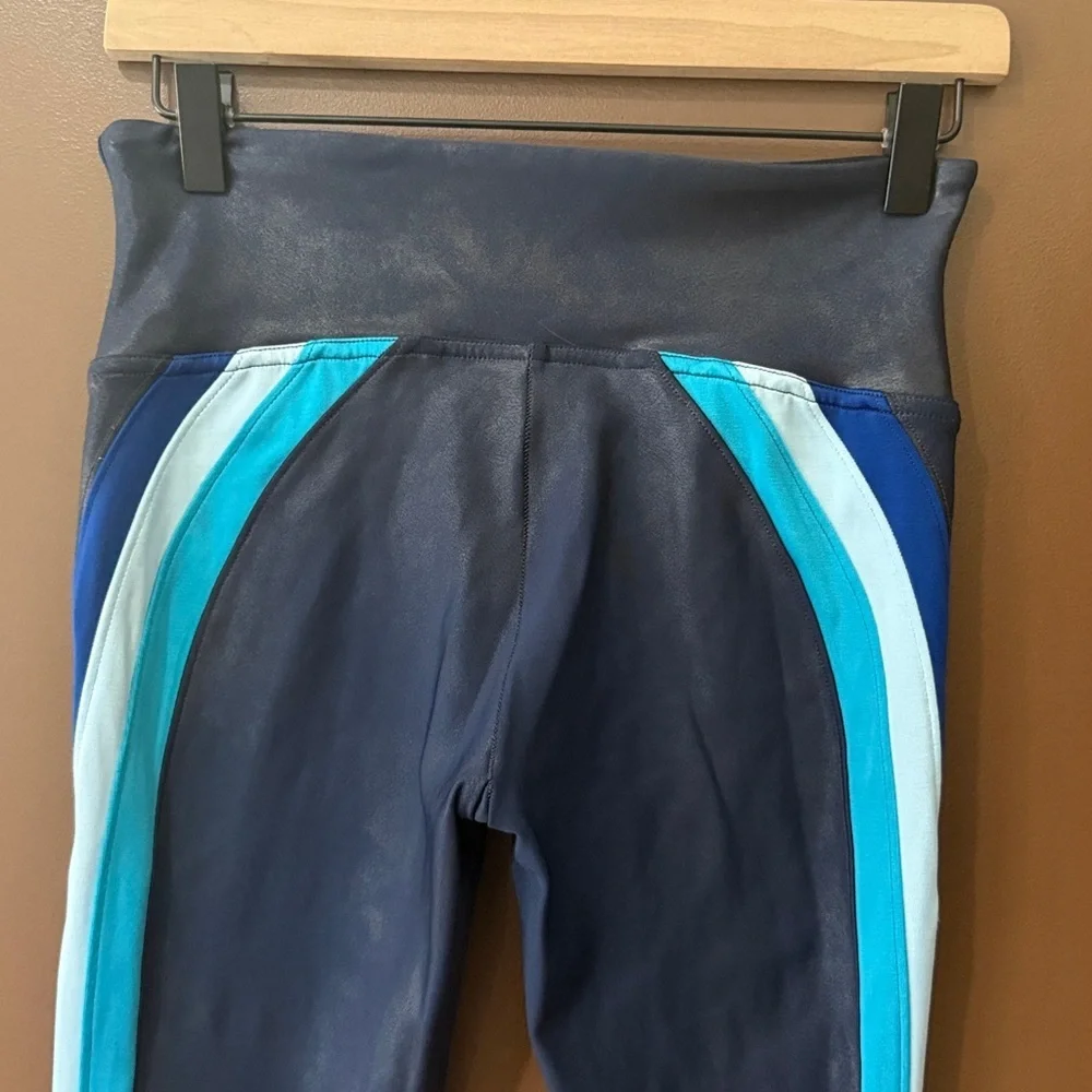 SPANX Navy Blue Stripe Leggings